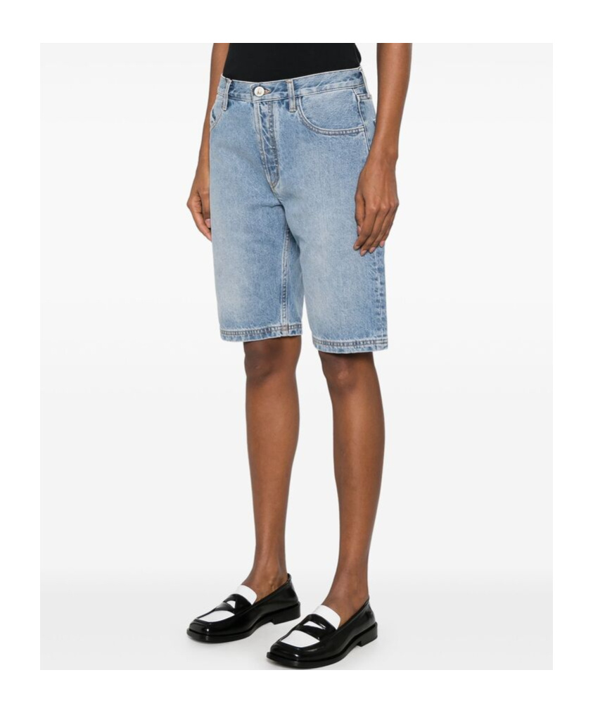 Attico Denim Shorts With Belt Loops In Gray
