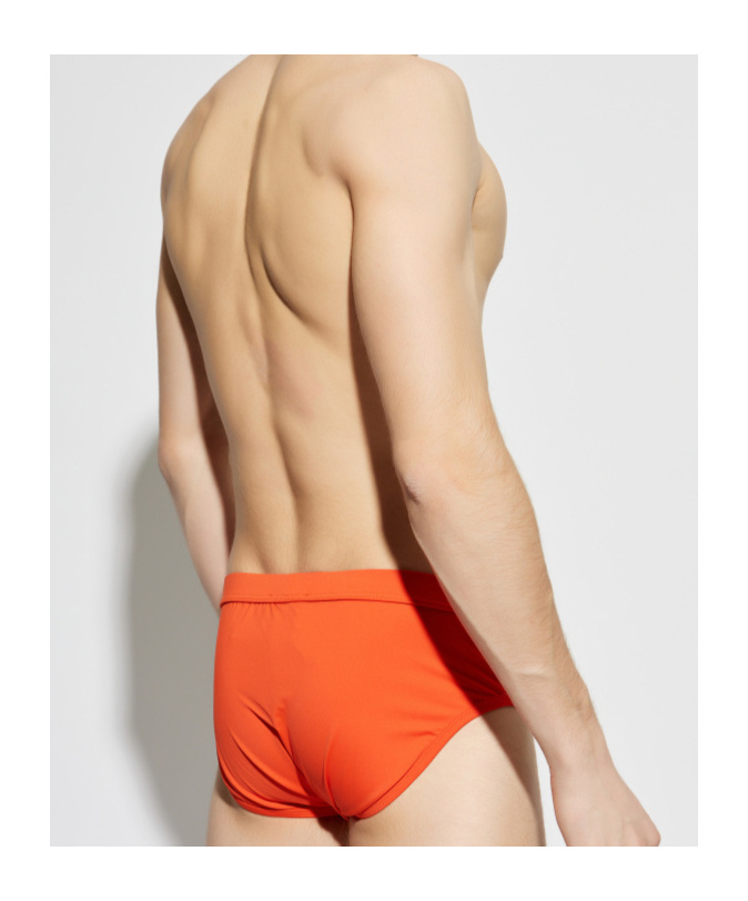 Balmain Logo Print Swim Briefs In Orange