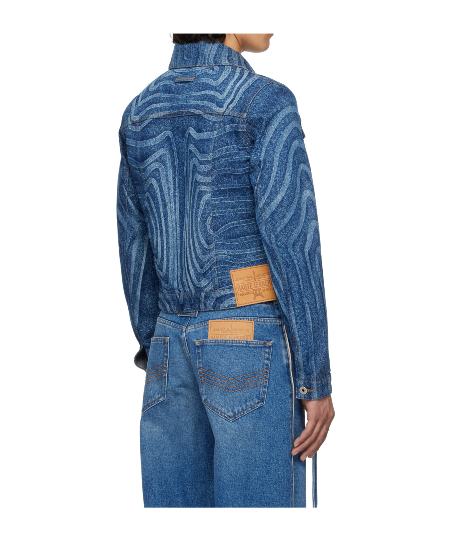 Jean Paul Gaultier Blue Spiral Denim Jacket In Blue