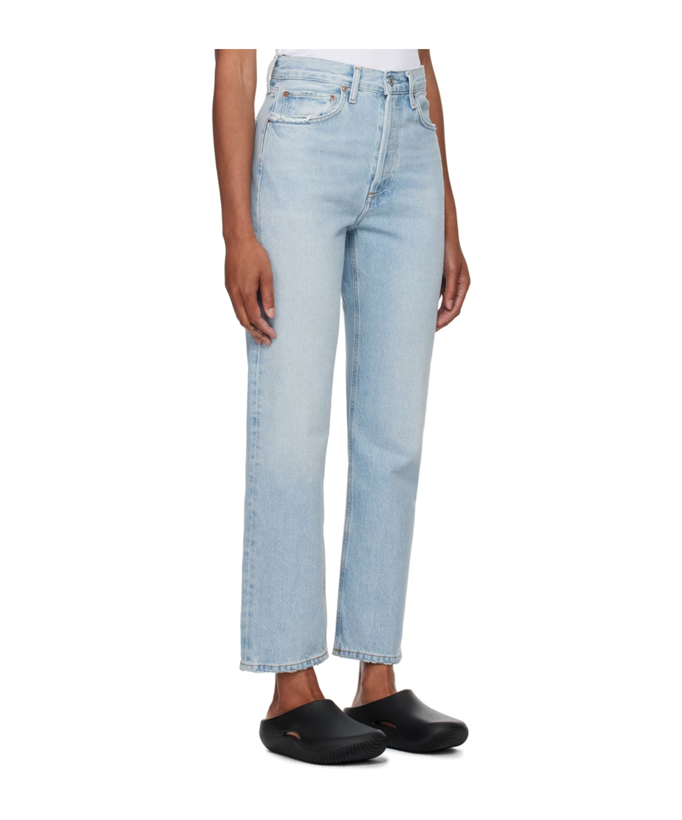 Agolde High Waist Denim Trousers In Blue