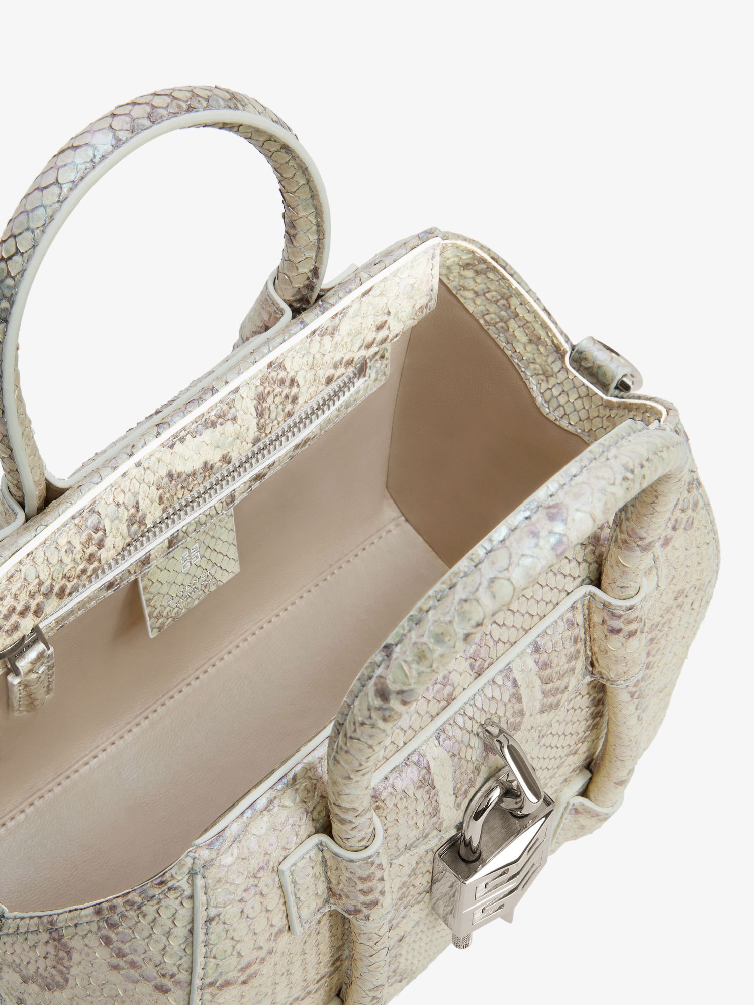 GIVENCHY MINI ANTIGONA LOCK BAG IN PYTHON WITH PEARL EFFECT
