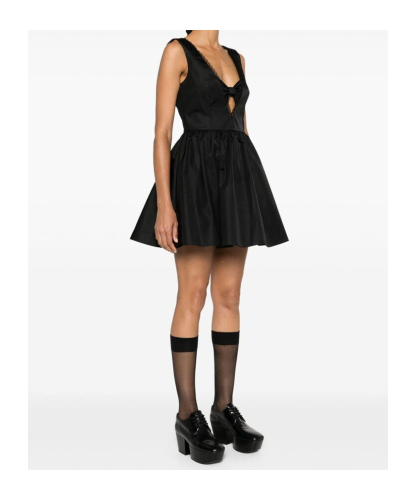 Prada Re-nylon Bow-detail Mini Dress In Black