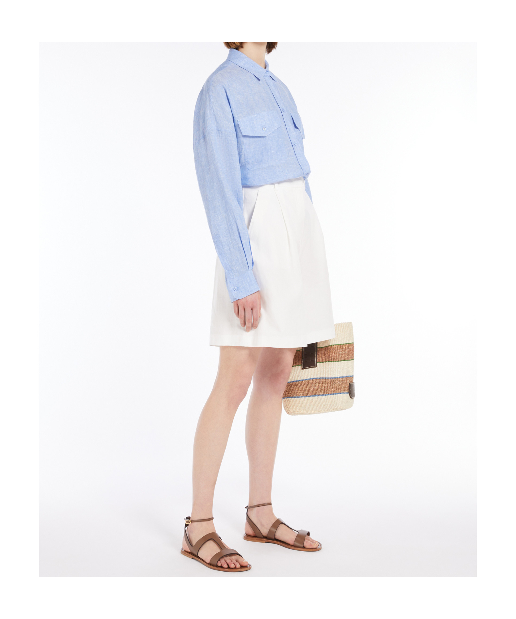 Weekend Max Mara Light Linen Shirt In Light Blue