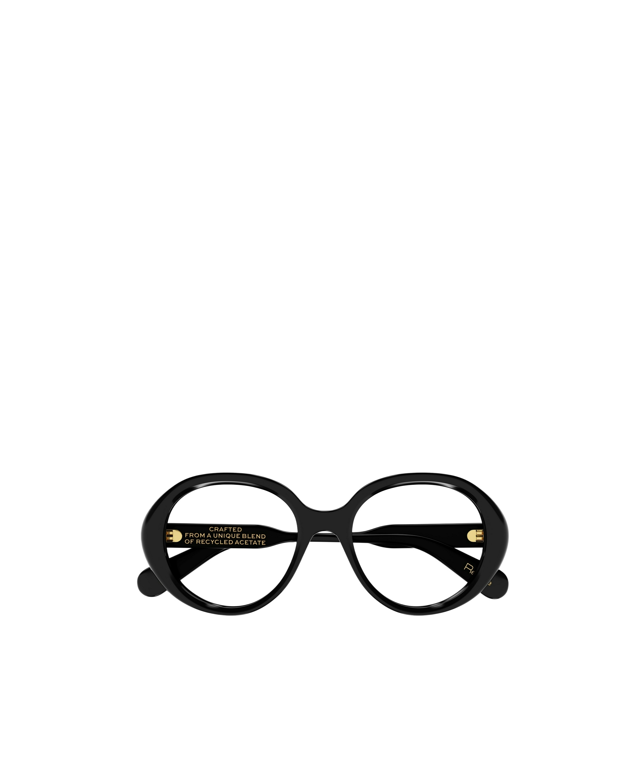 Chloé Logo-debossed Round-frame Glasses In Black