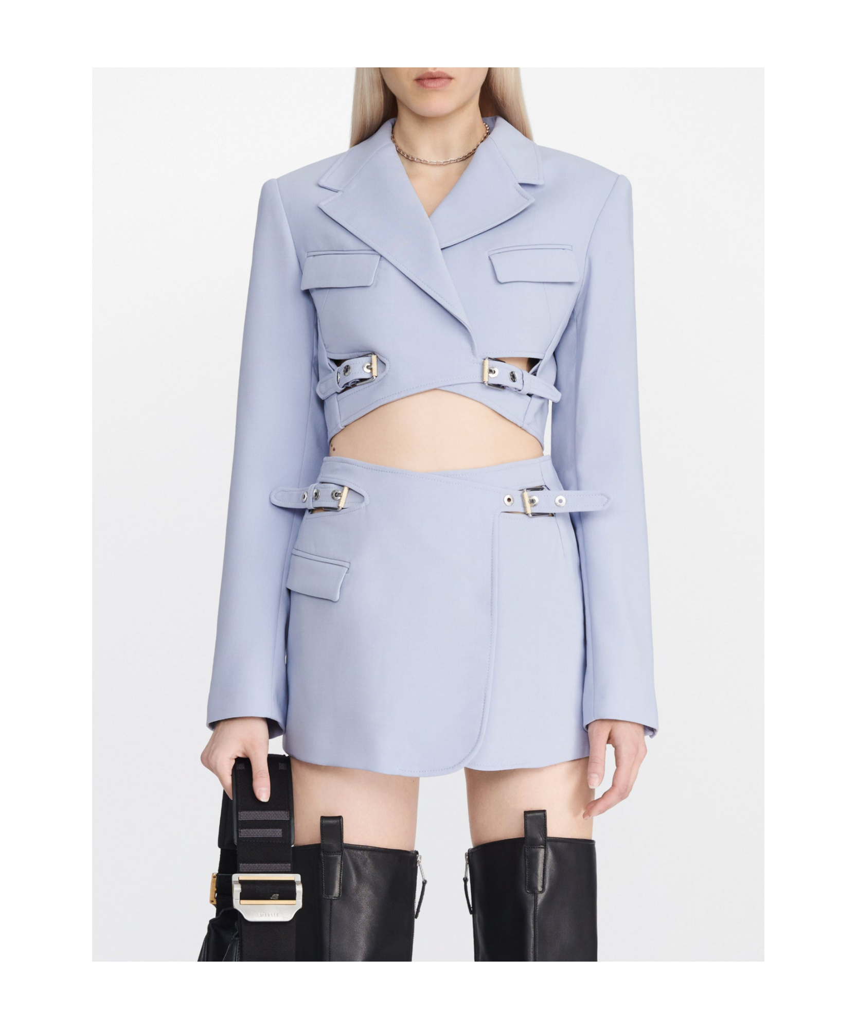 Dion Lee Blue Interlock Skirt In Black