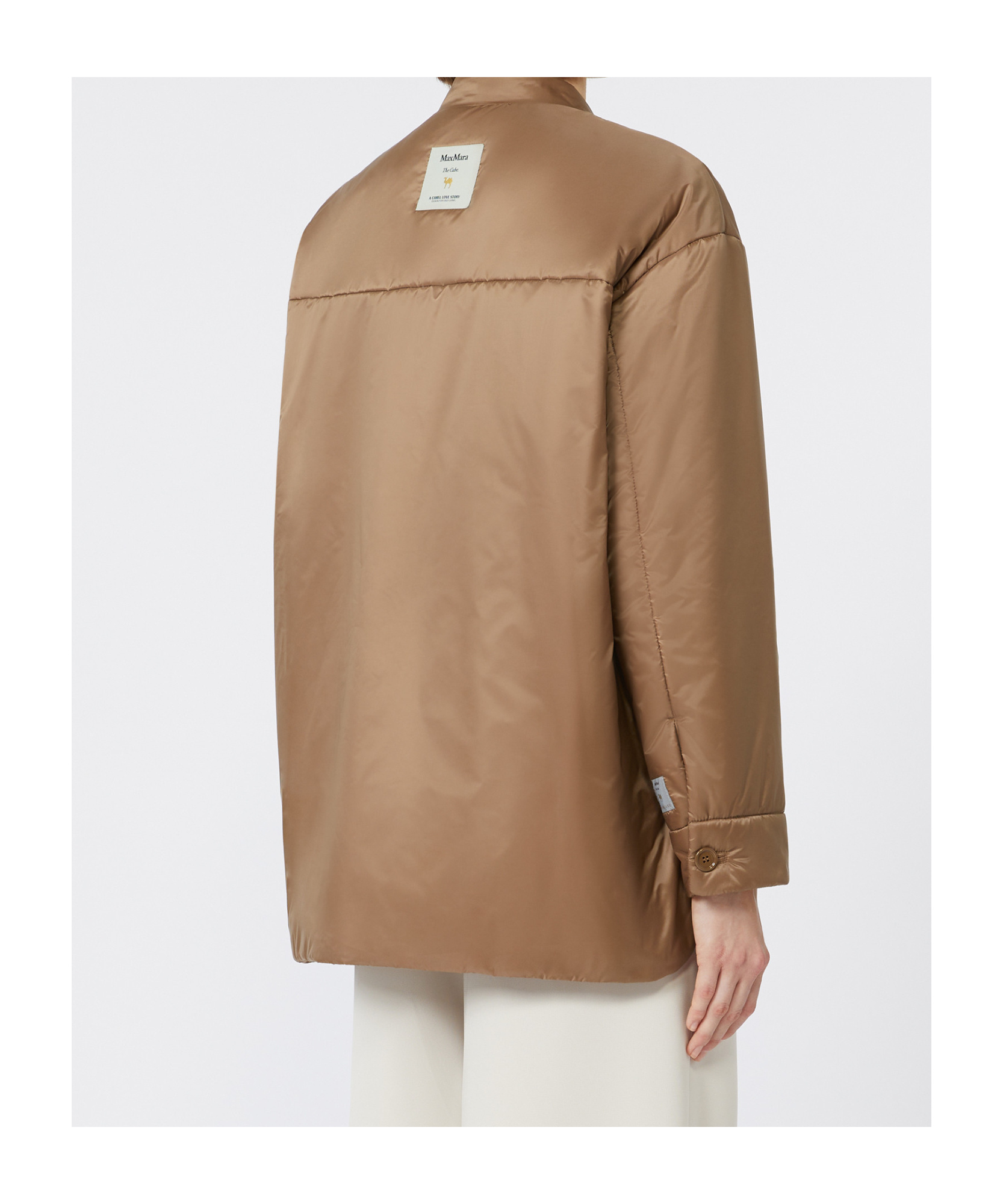 Max Mara Padded Shirt Jacket In Water-repellent Canvas In Brown