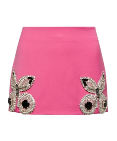 Area Crystal-embellished Wool Miniskirt In Pink