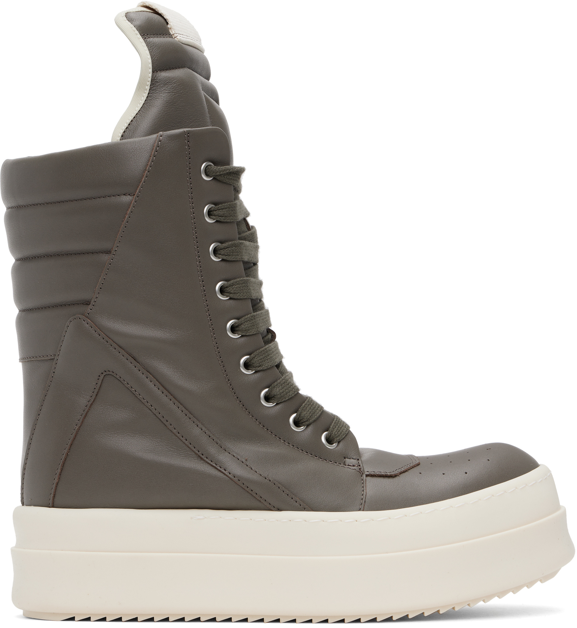 Rick Owens Hollywood Mega Geobasket High Top Sneakers Dust And Milk In Black