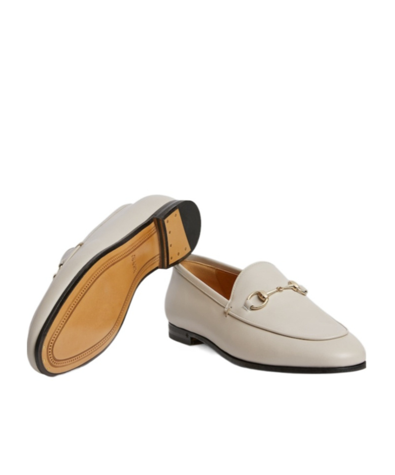 Gucci Off-white Leather Horsebit Loafers In White