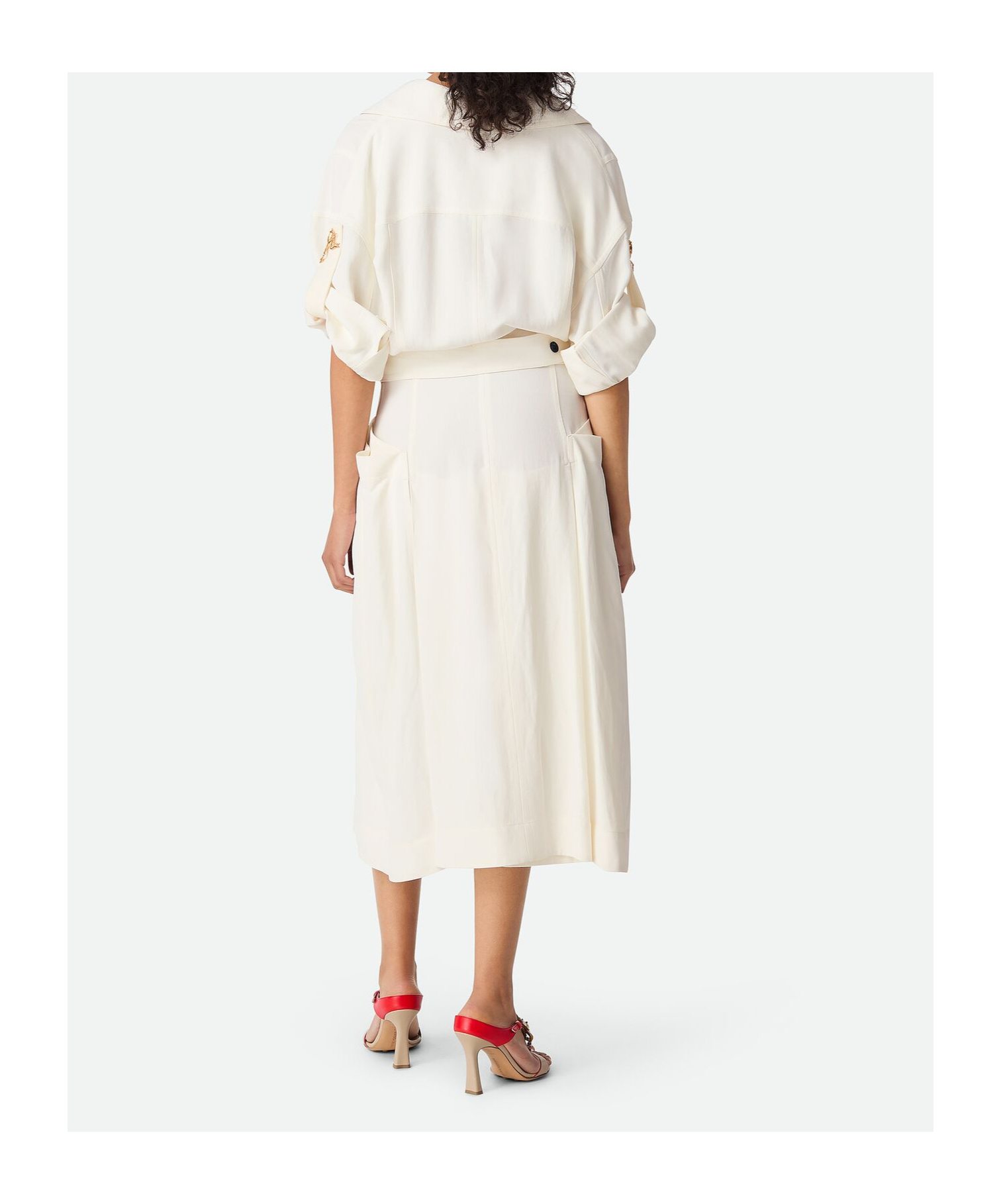 Shop Bottega Veneta Viscose And Linen Dress In White