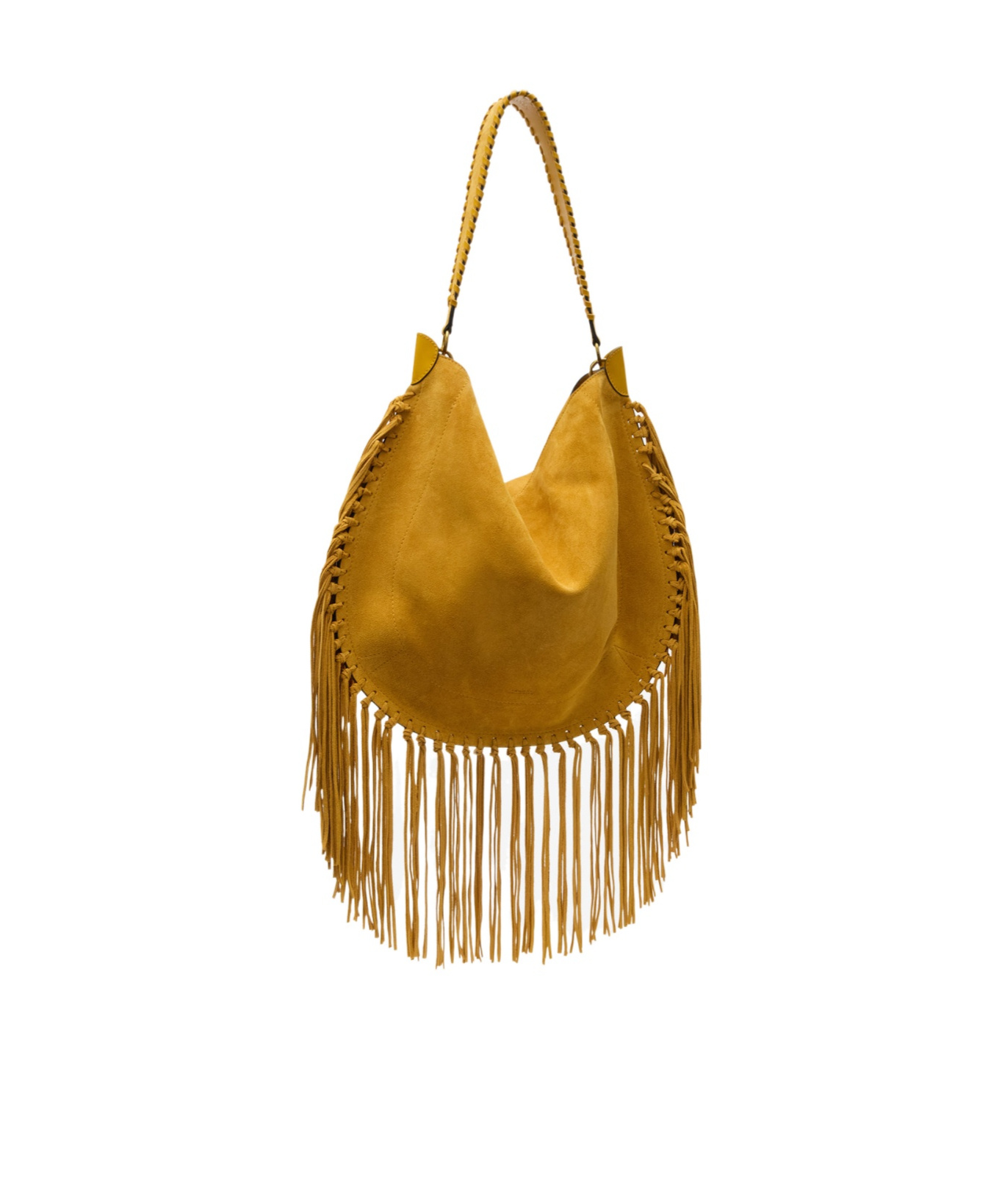 Isabel Marant Oskan Fringed Suede Shoulder Bag In Yellow