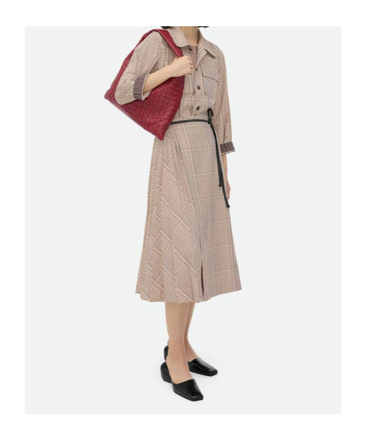 Bottega Veneta Check Skirt In Nude