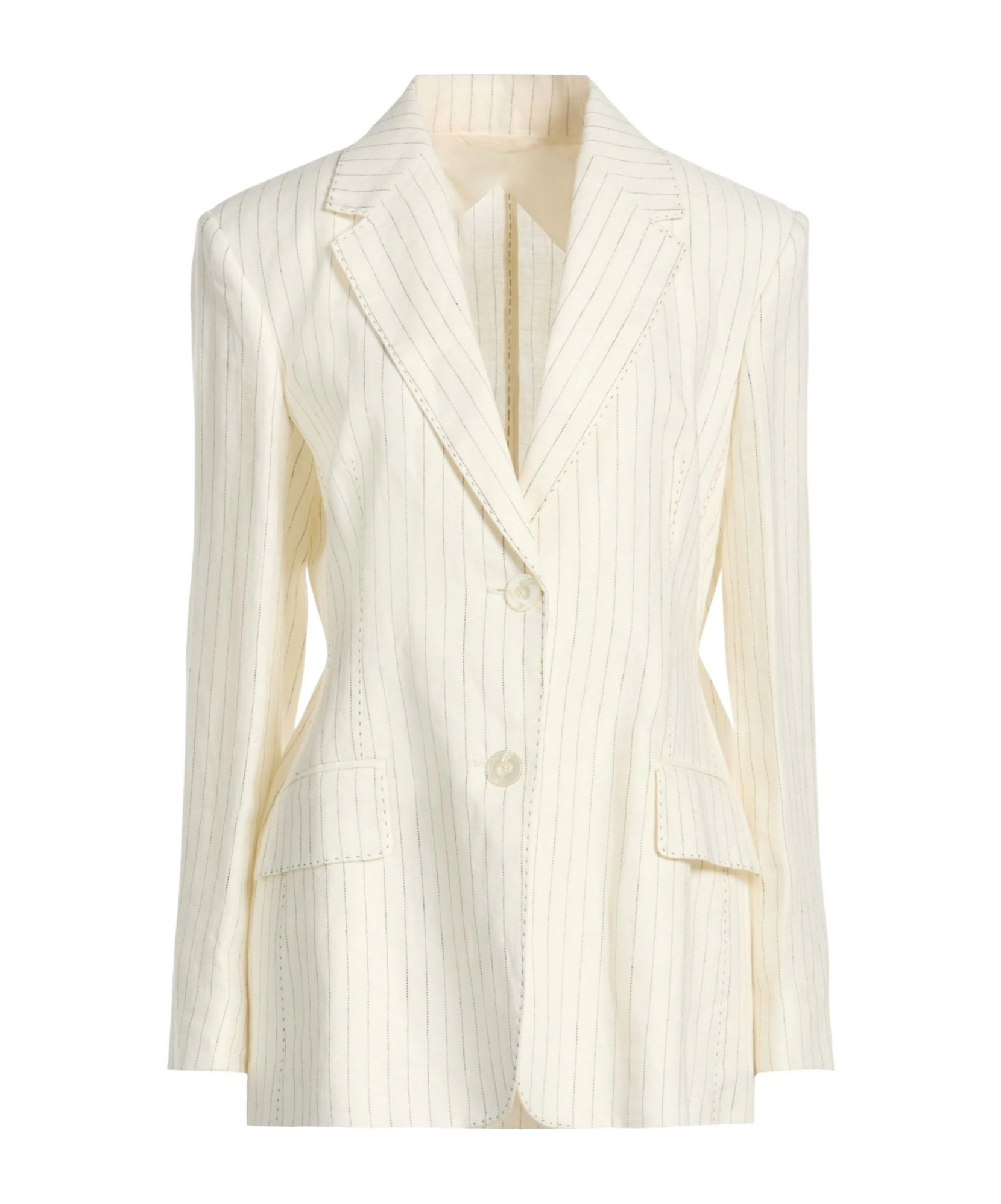 Max Mara Striped Single- Blazer In Ivory