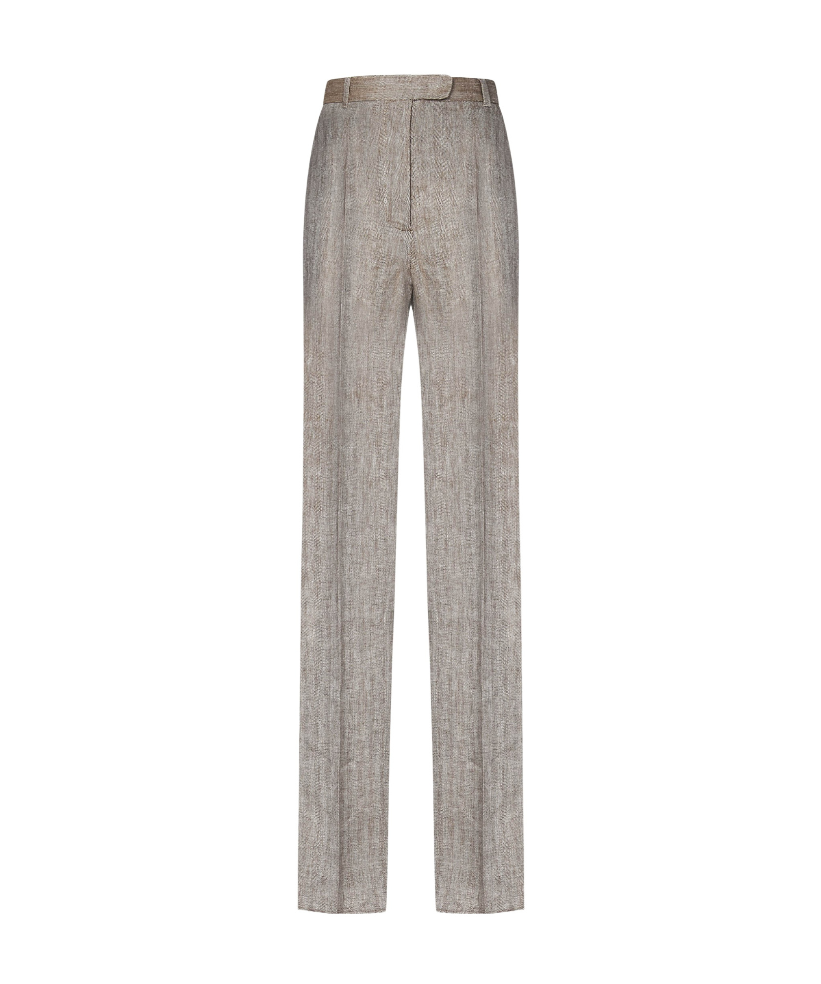 Max Mara Linen Trousers With Tailored Straight Leg Silhouette In Gray