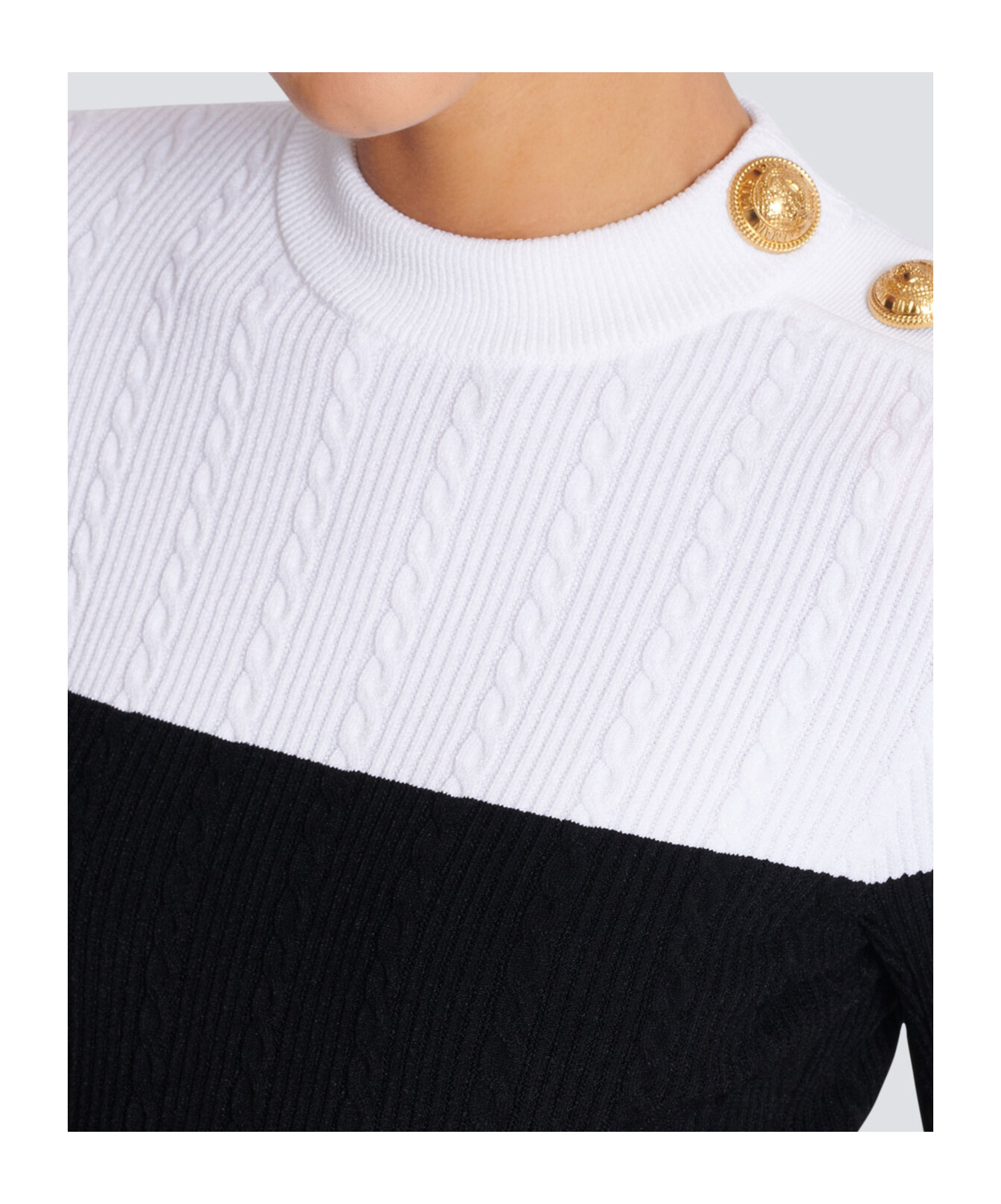 Balmain 3-button Twisted Knit Colorblock Top In Multi
