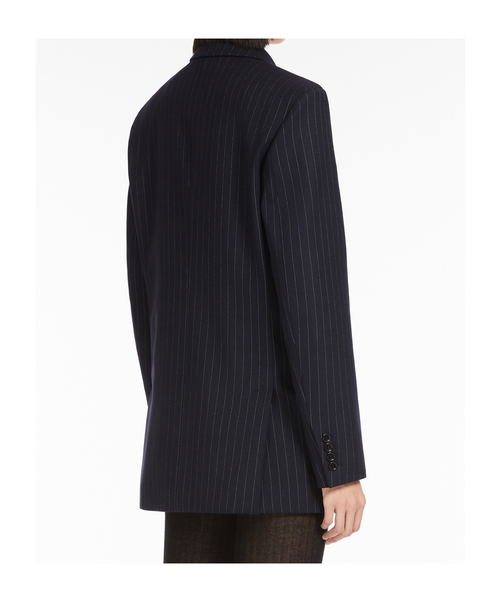Shop Max Mara Pinstripe Double-breasted Blazer In Black