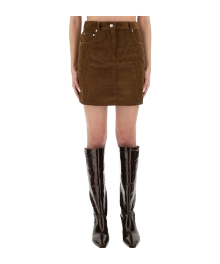 Moschino Corduroy Skirt With Pockets And Belt Loops In Brown