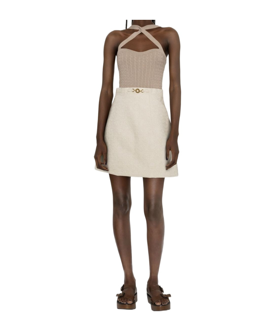 Patou High-waisted A-line Midi Skirt In Gray