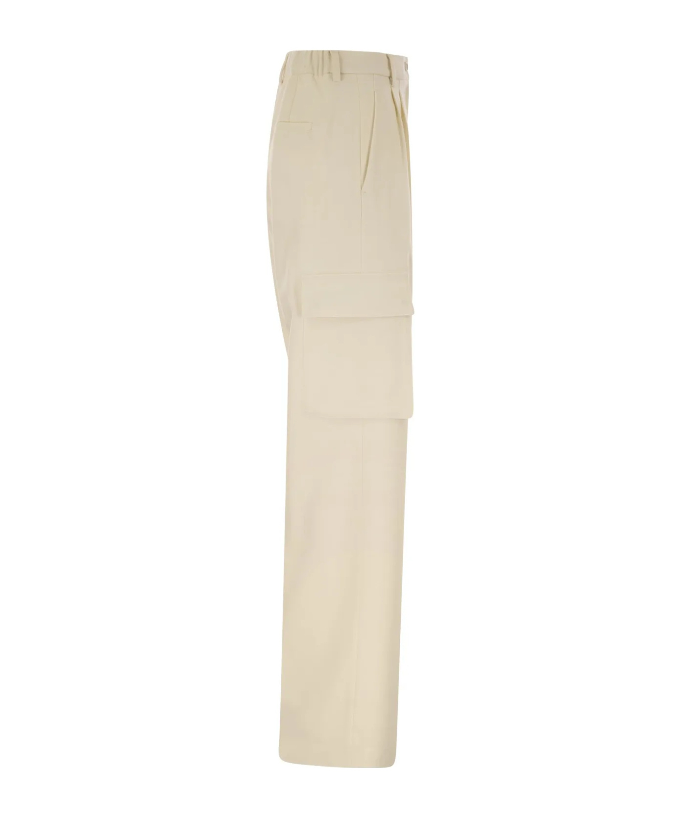 Herno Women Cargo Trousers In Wool And Viscose Blend In Neutral