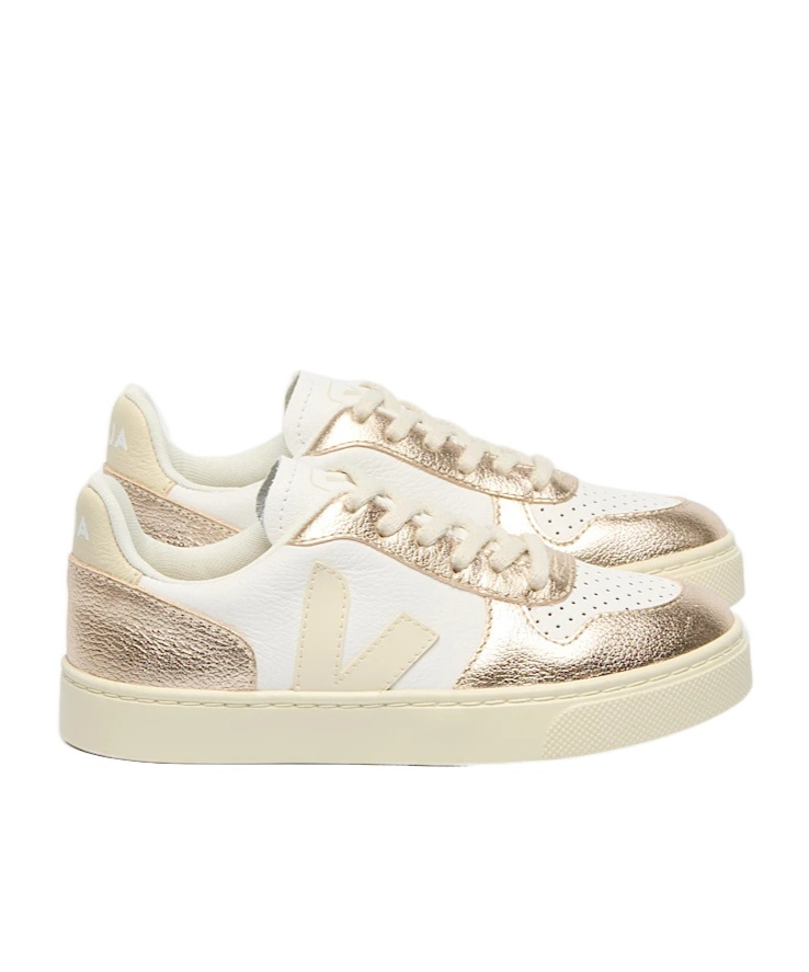 Veja Leather Metallic Sneakers In Brown