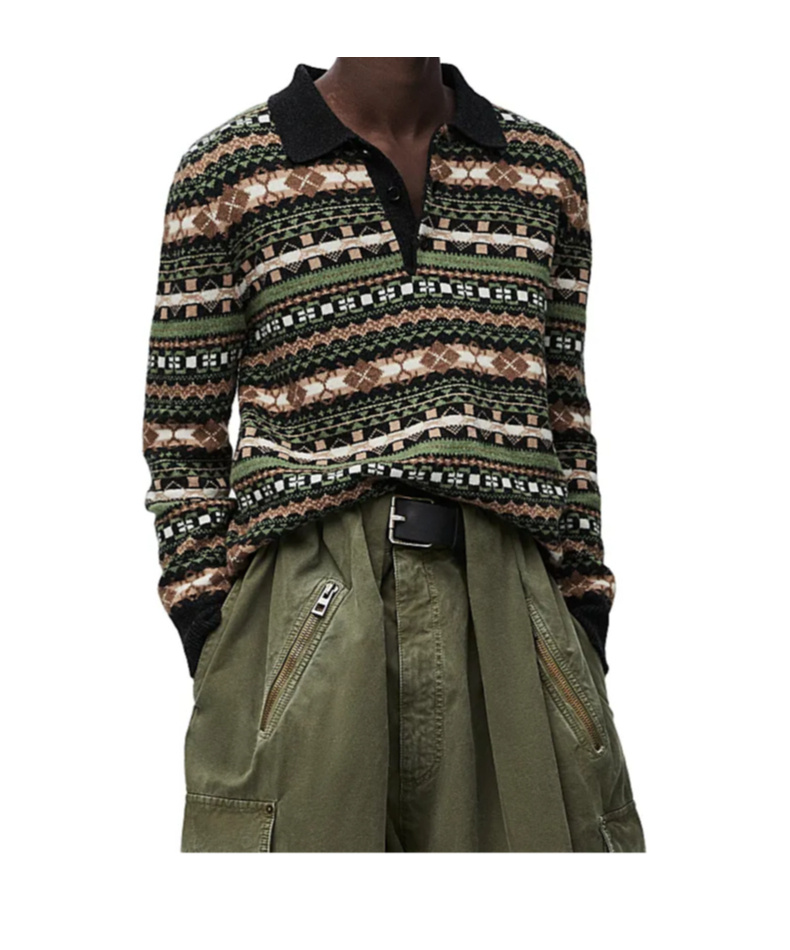 Loewe Autumn-winter Polo Sweater In Green Multi In Black