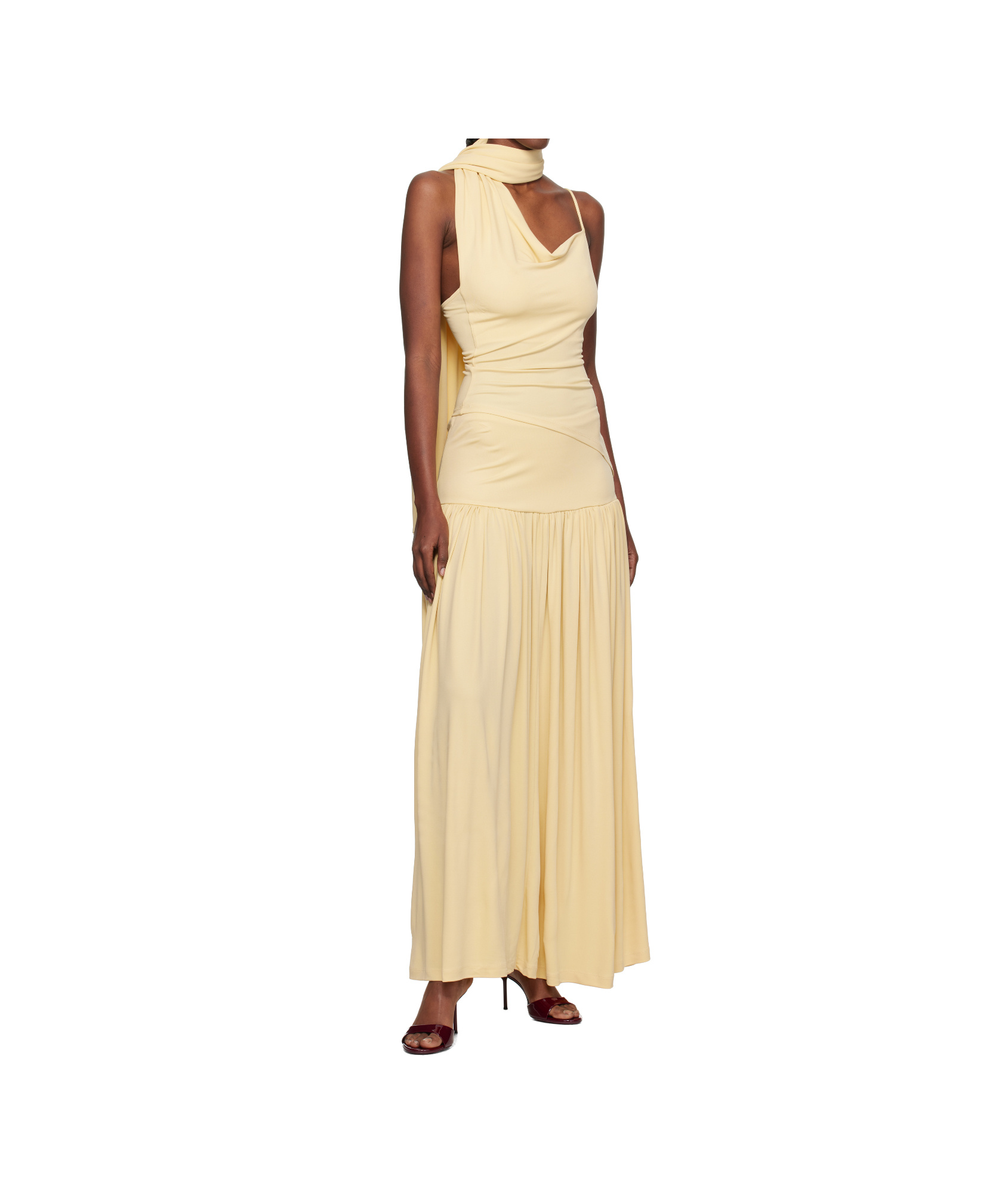Aya Muse Gathered Jersey Maxi Skirt In Brown