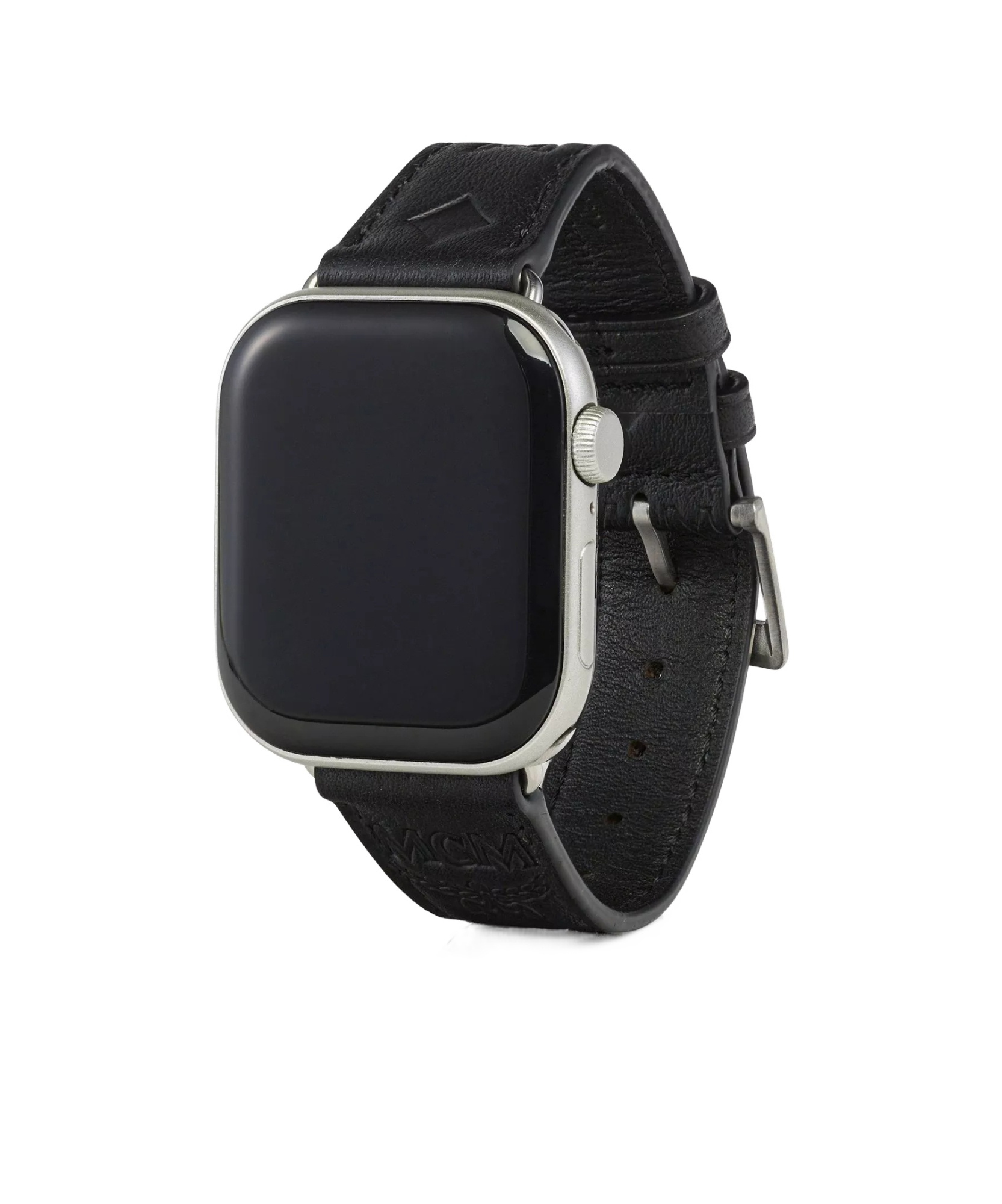 Mcm Apple Watch Band In Embossed Monogram Leather In Black
