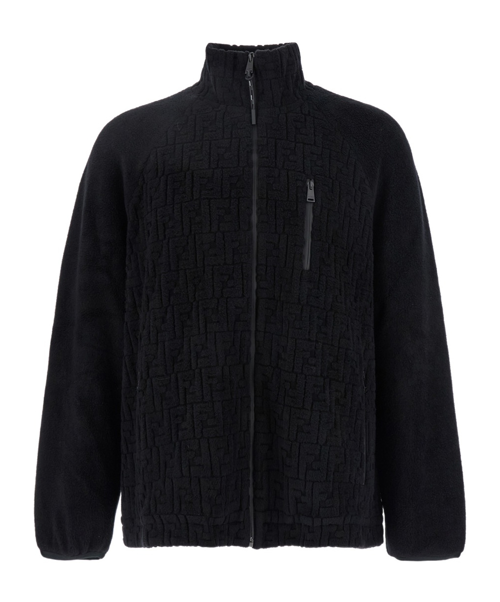Fendi Zippered Casual Jacket In Black