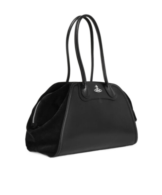 Vivienne Westwood Medium Shirley Curved Top-handle Tote Bag In Black