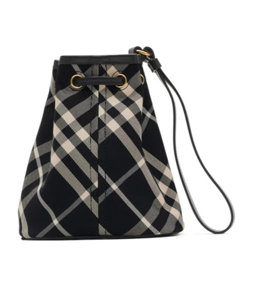 Burberry Check Drawstring Pouch In Black
