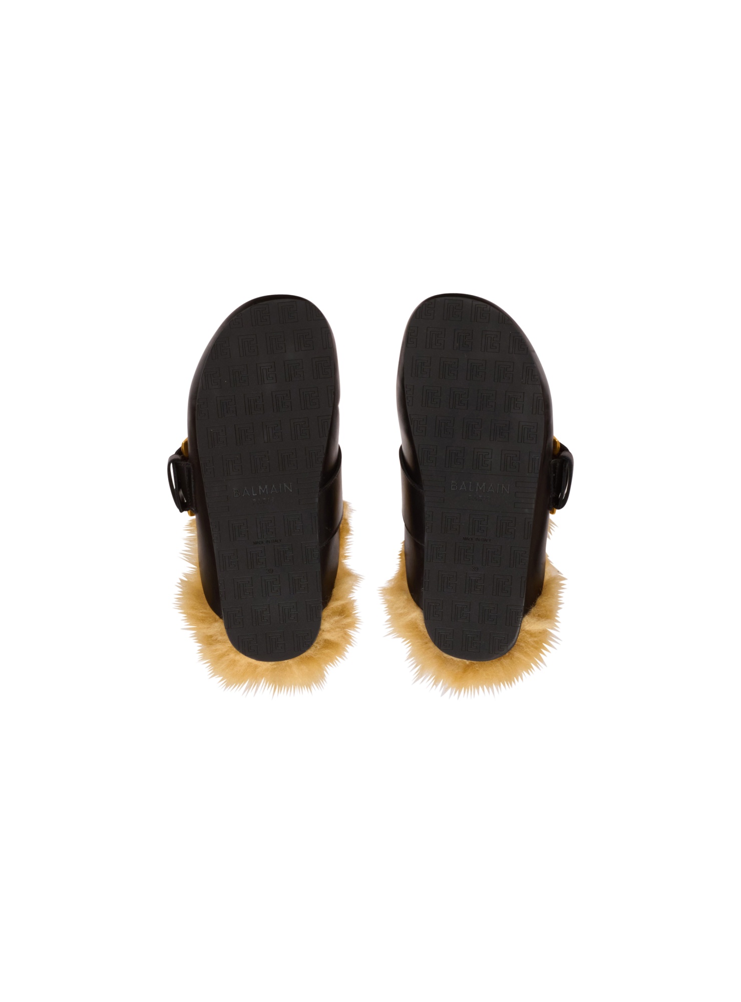 Balmain Anthem Leather And Faux Fur Clogs In Black