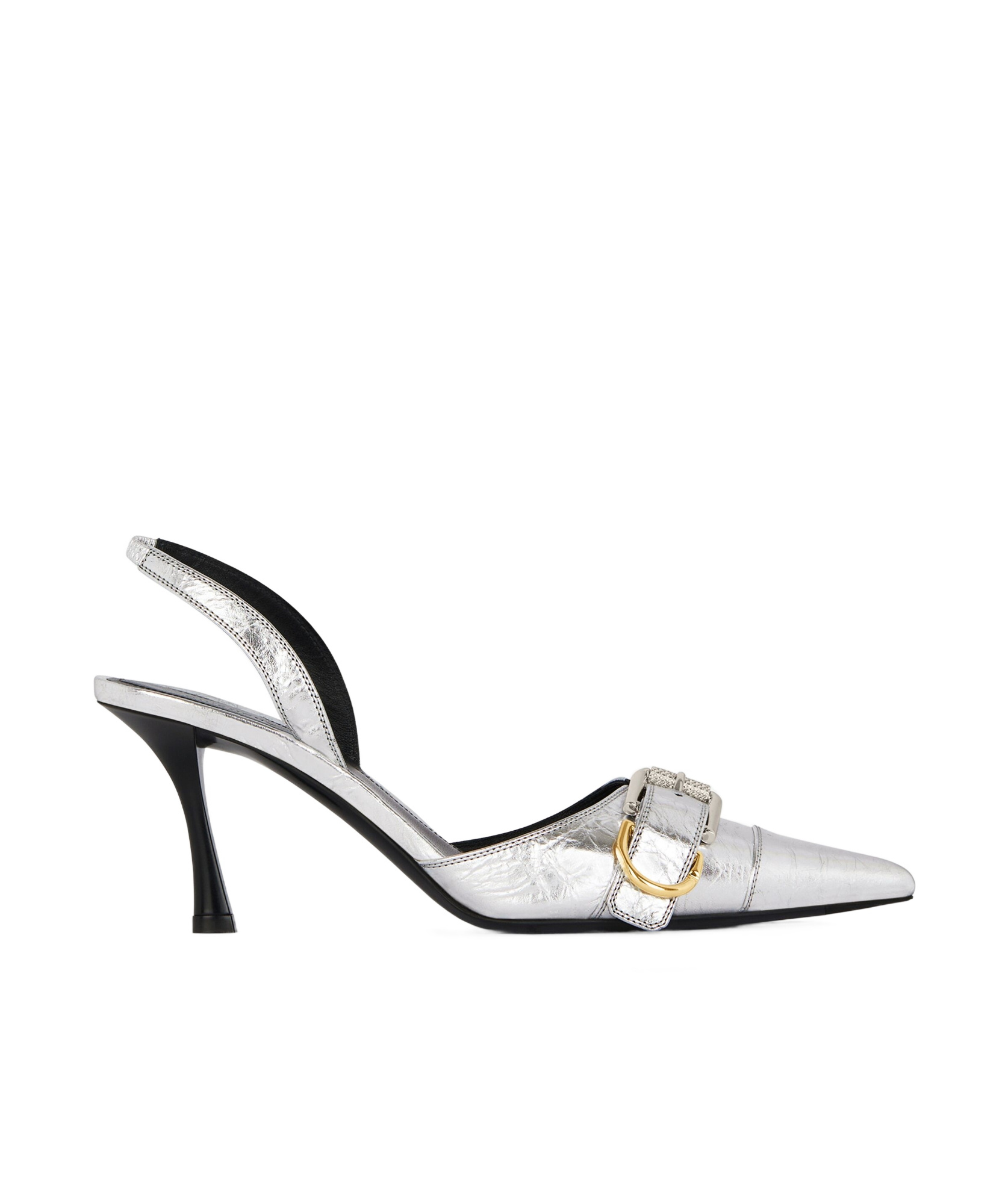 Givenchy Voyou Metallic Buckle Slingback Pumps In White