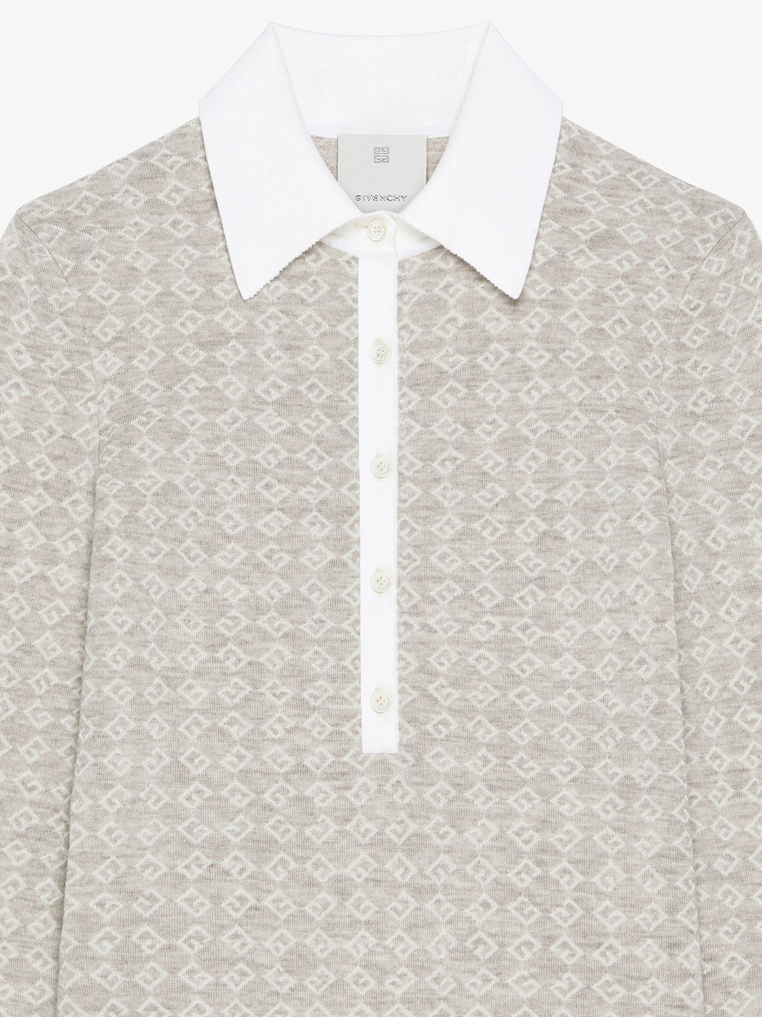 Givenchy Womens Beige Monogram Long-sleeves Stretch-wool Blend Polo Shirt In Nude