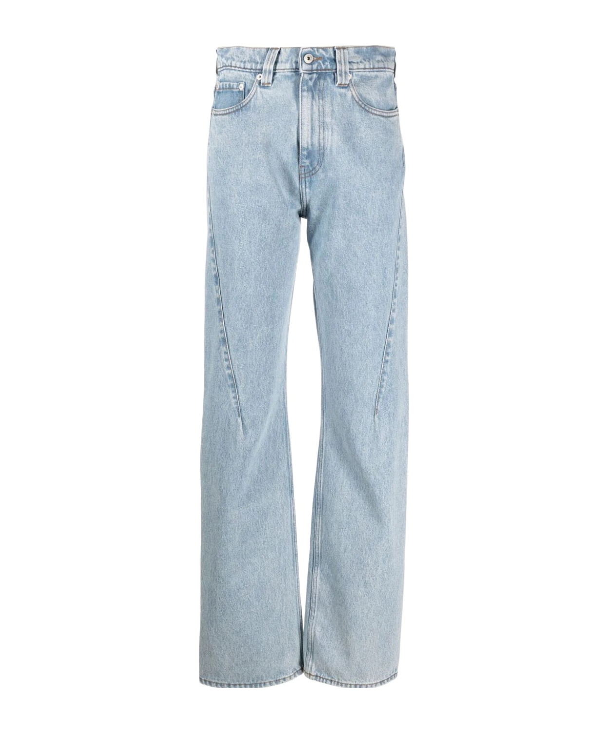 Y/project Logo-embroidered High-rise Straight-leg Jeans In Blue