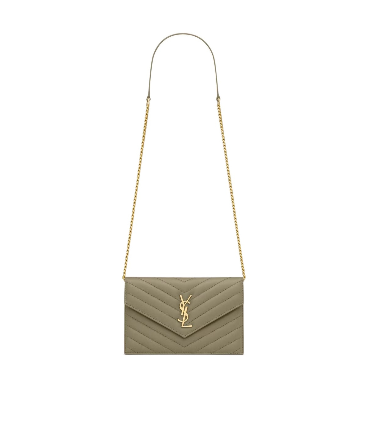 Saint Laurent Cassandre Envelope Chain Wallet In Lambskin