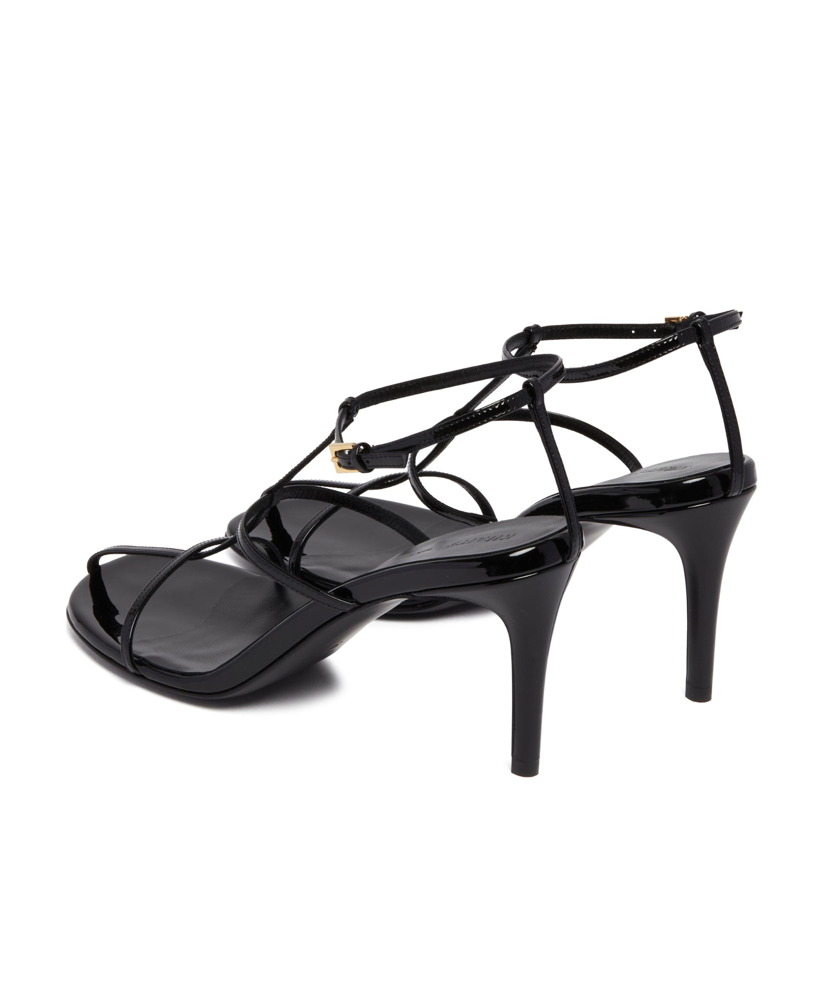 Khaite Black Leather Loop Sandals In Black