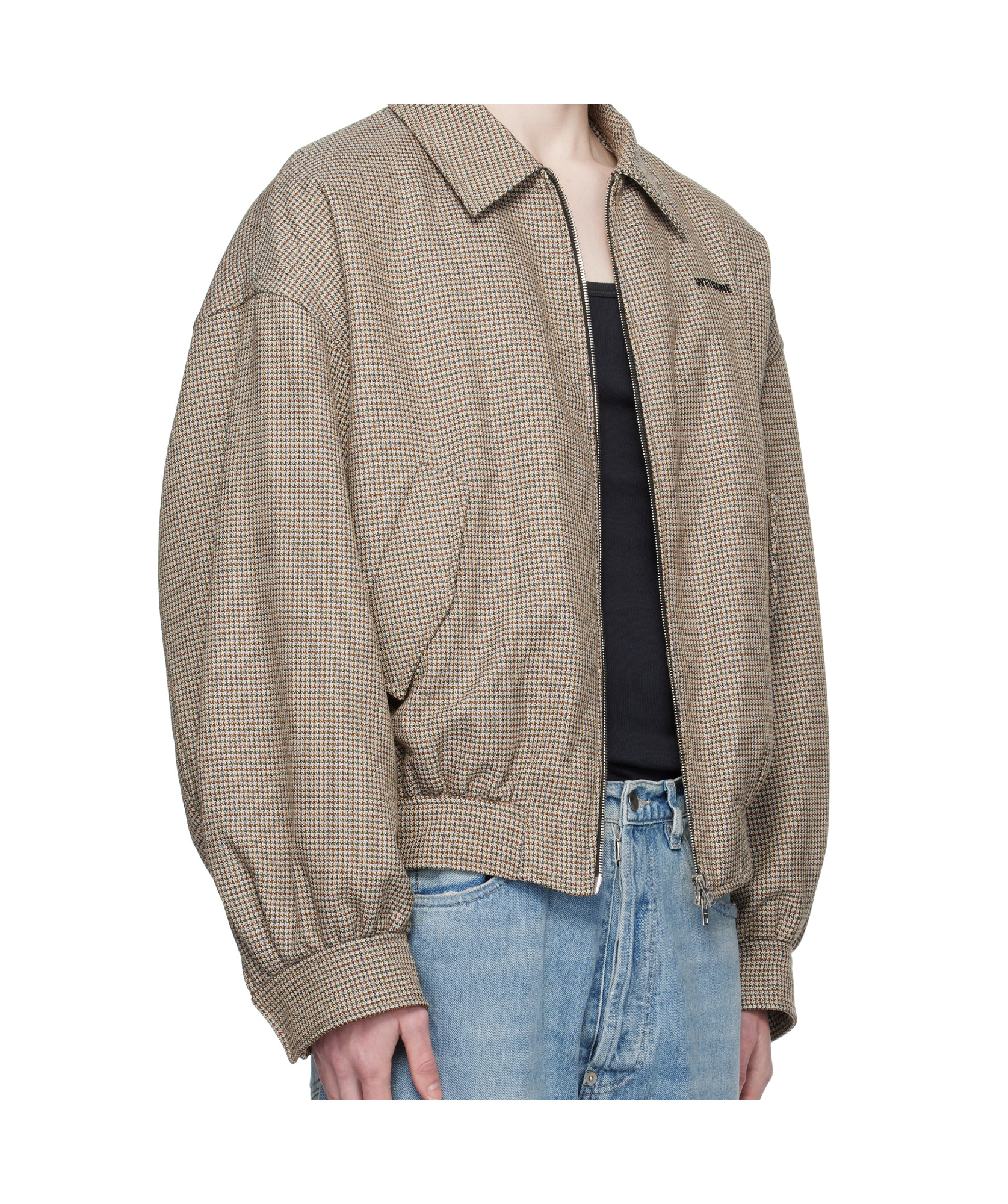 We11 Done Beige Checkered Bomber Jacket In Brown