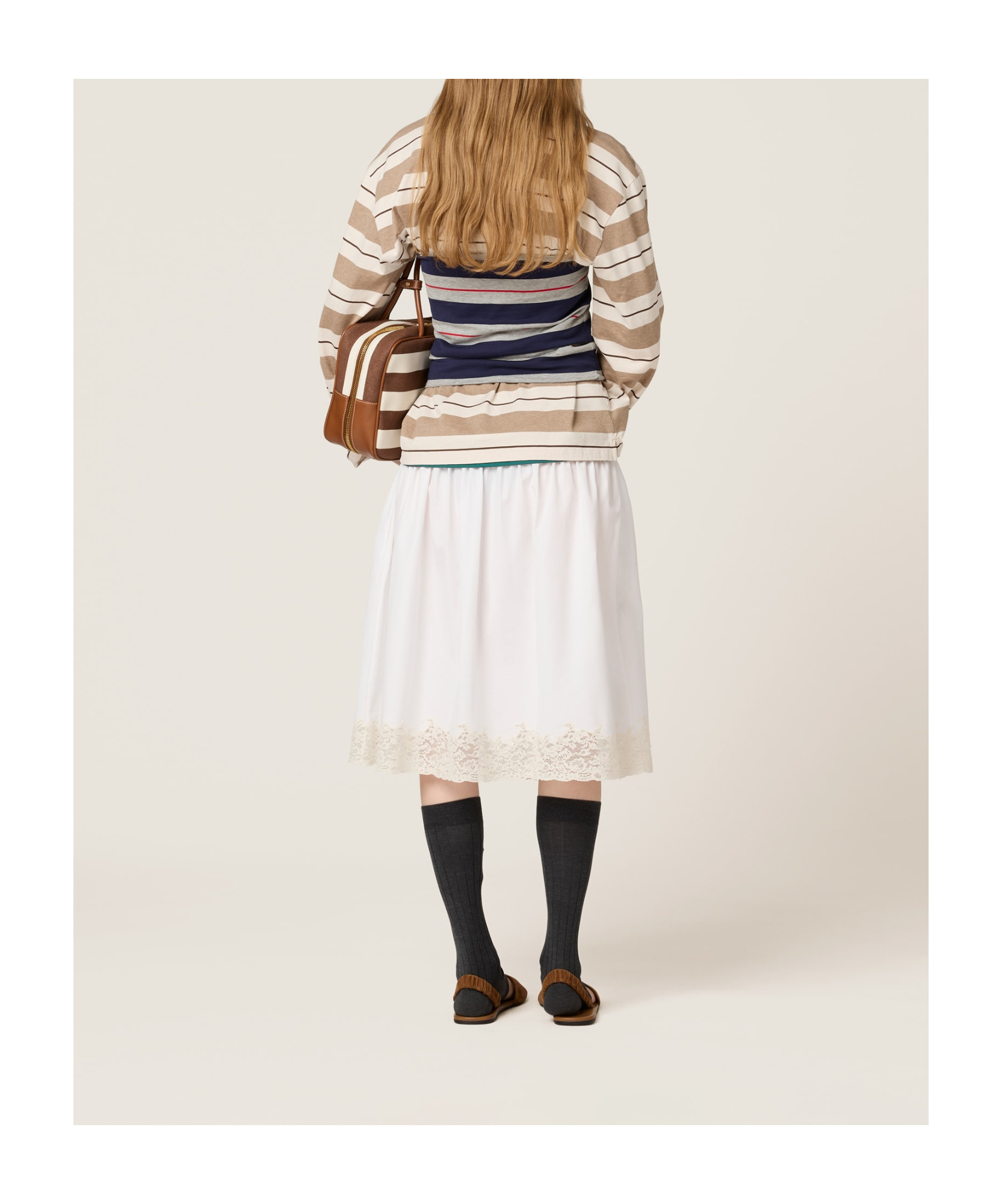 Miu Miu Poplin Skirt In Neutral