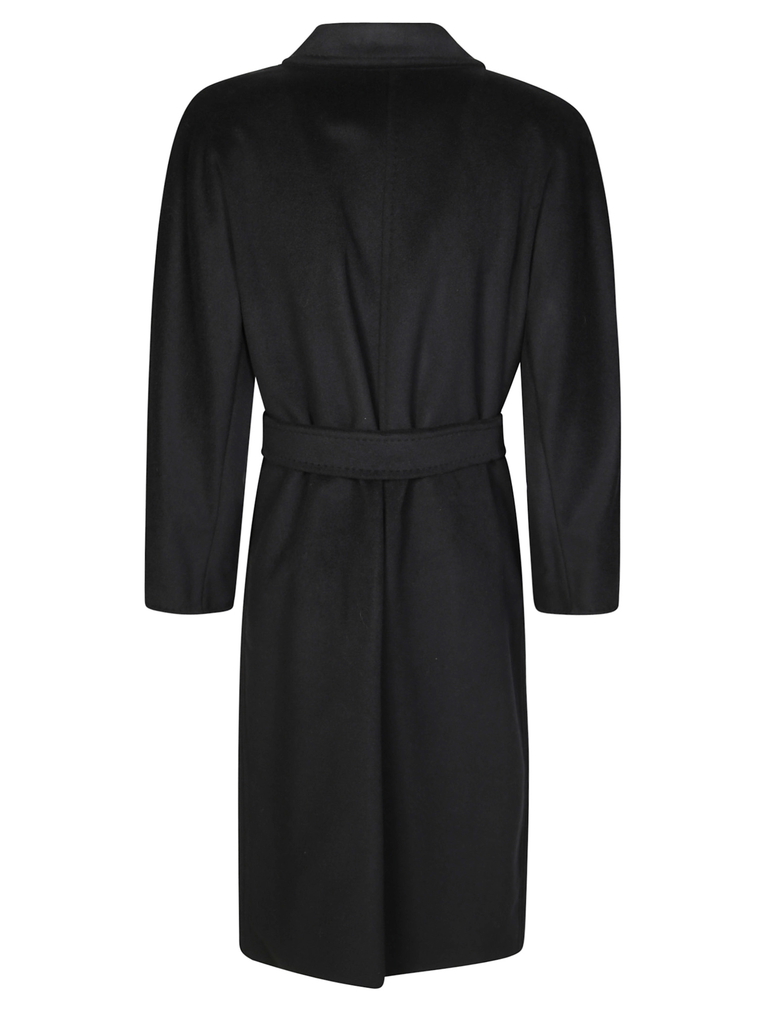 Max Mara Double-breasted Belted Coat Long Sleeves In Black