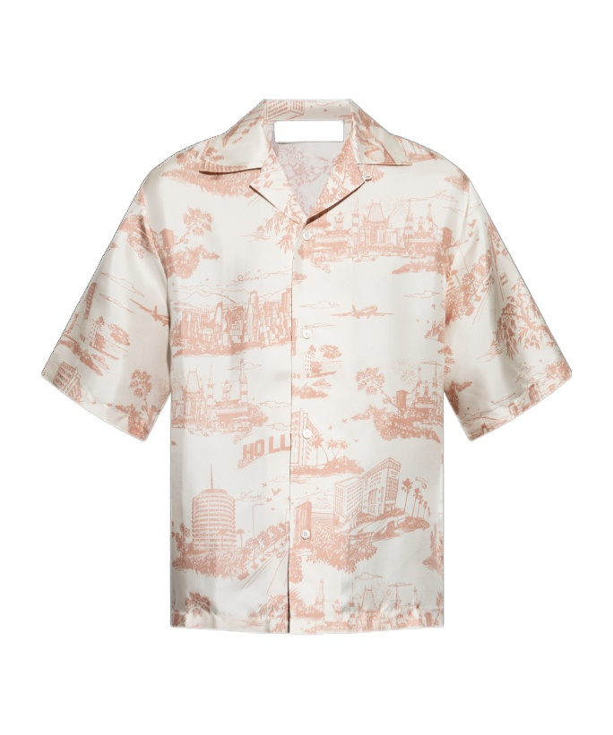 Amiri La Landmark Printed Short-sleeved Shirt In White
