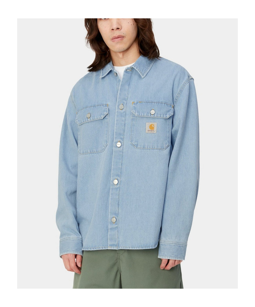 Carhartt Harvey Shirt With Long Sleeves And Pointed Collar In Blue