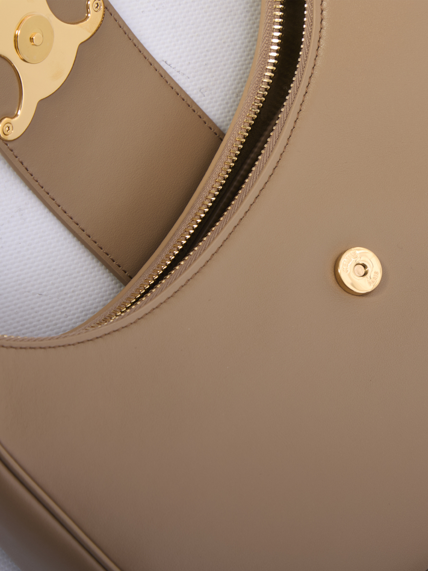 Celine Women Ava Triomphe Medium Leather Shoulder Bag In Brown