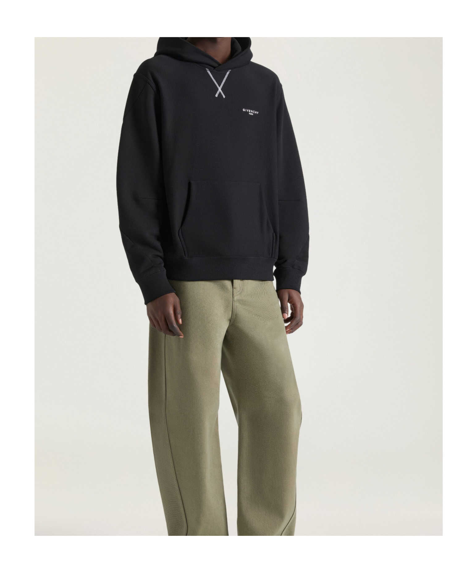 Givenchy Couture Seam Fleece Hoodie With Paris Embroidery Clothing In Black