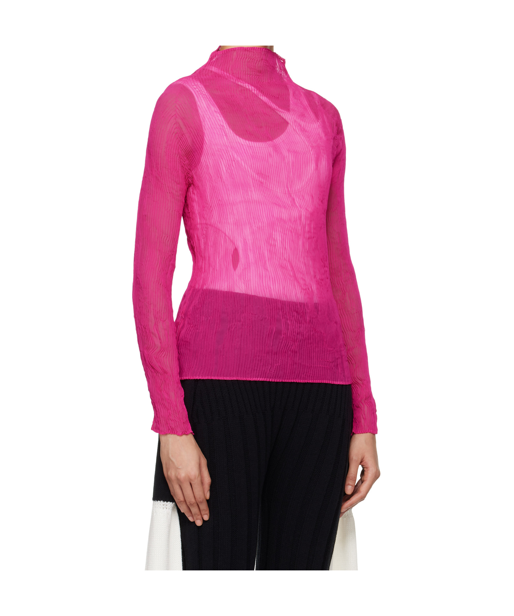 Issey Miyake Pink Chiffon Twist 3 Turtleneck In Pink