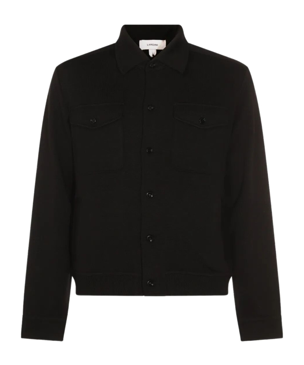 Lardini Textured Wool Knit Jacket With Button Fastening And Flap Pockets In Black