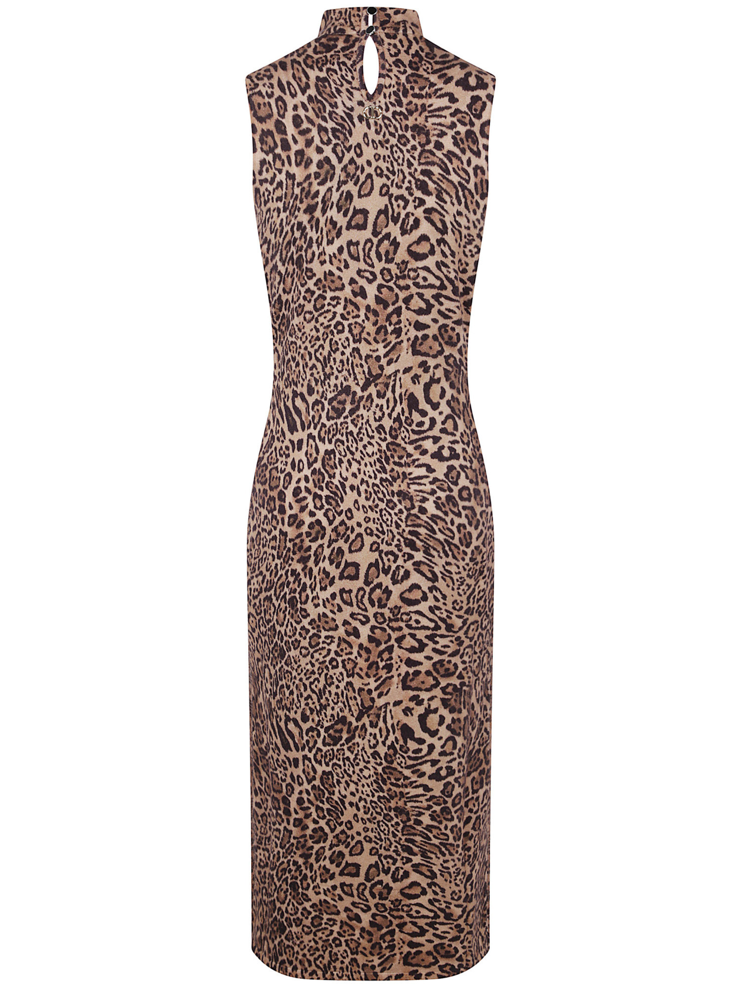 Twinset Animal Print Knitted Mid-length Dress In Brown