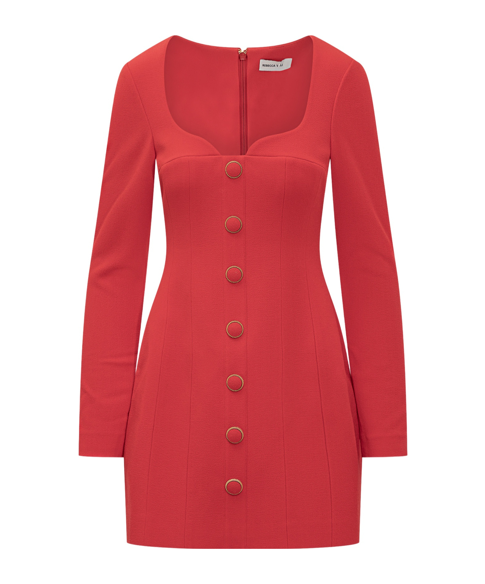 Rebecca Vallance Cameron Button-embellished Crepe Mini Dress In Red
