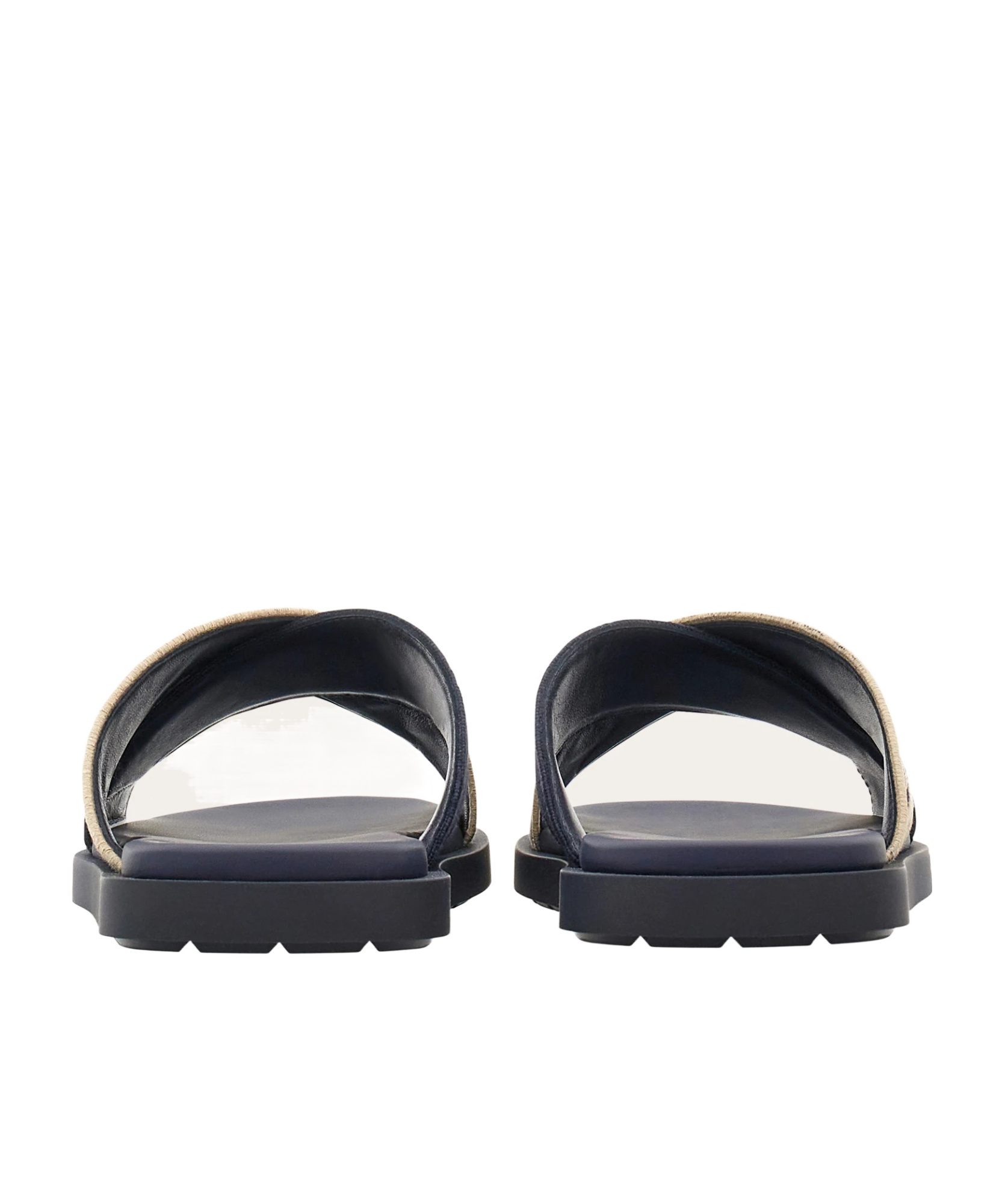 Ferragamo Logo Cross-strap Slippers In Black