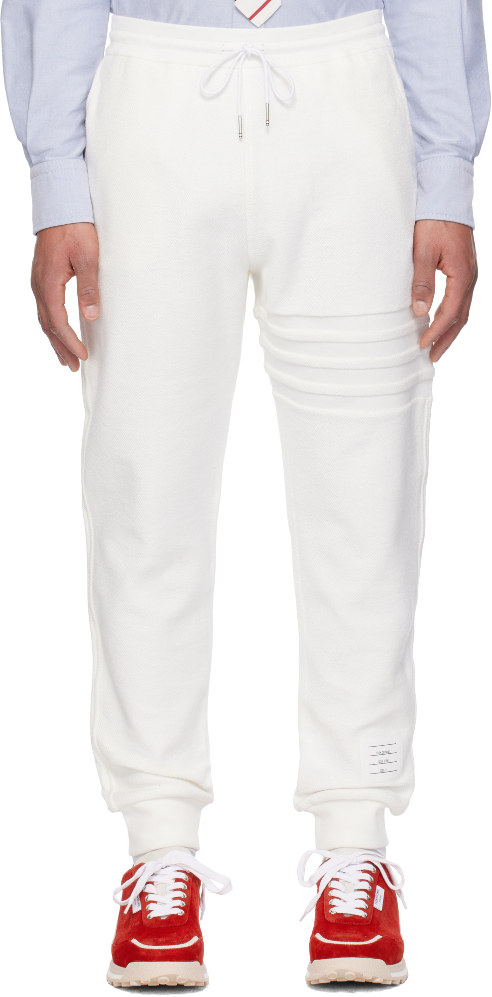 Thom Browne White Cotton Sweatpants With 4 Stripes Men In White