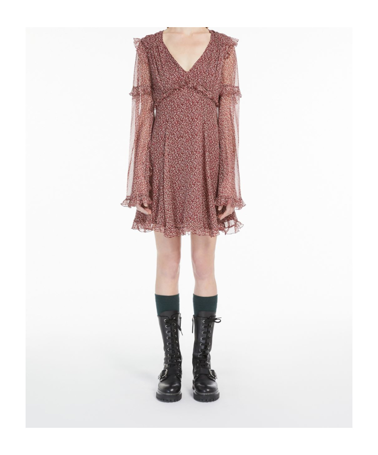 Weekend Max Mara Long-sleeved Dress In Brown